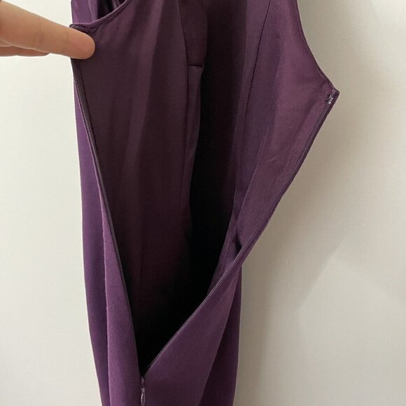 Elie Tahari Sonya Dress Sz 2 Eggplant Purple Wool Silk Fitted Cowl Neck $448 NWT - Picture 6 of 16
